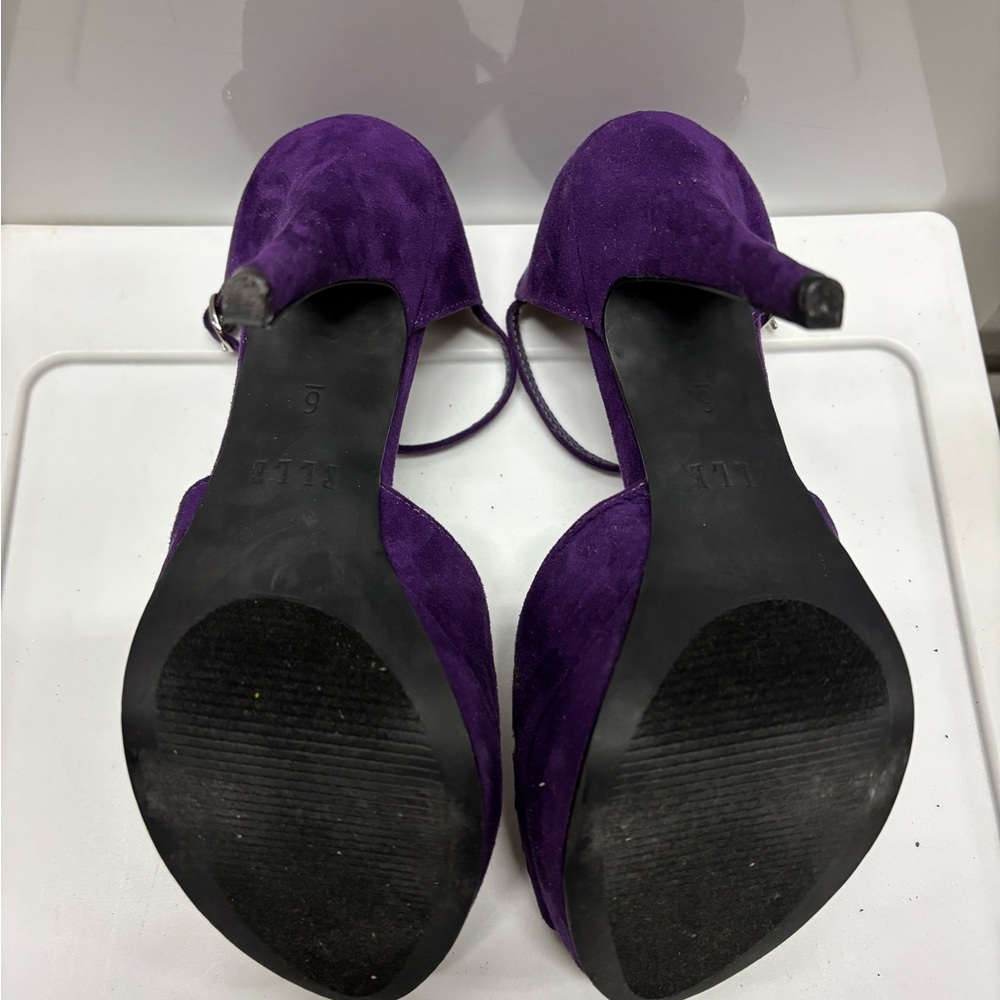 Elle Deep Purple Ankle Strap Heels - Picture 5 of 6